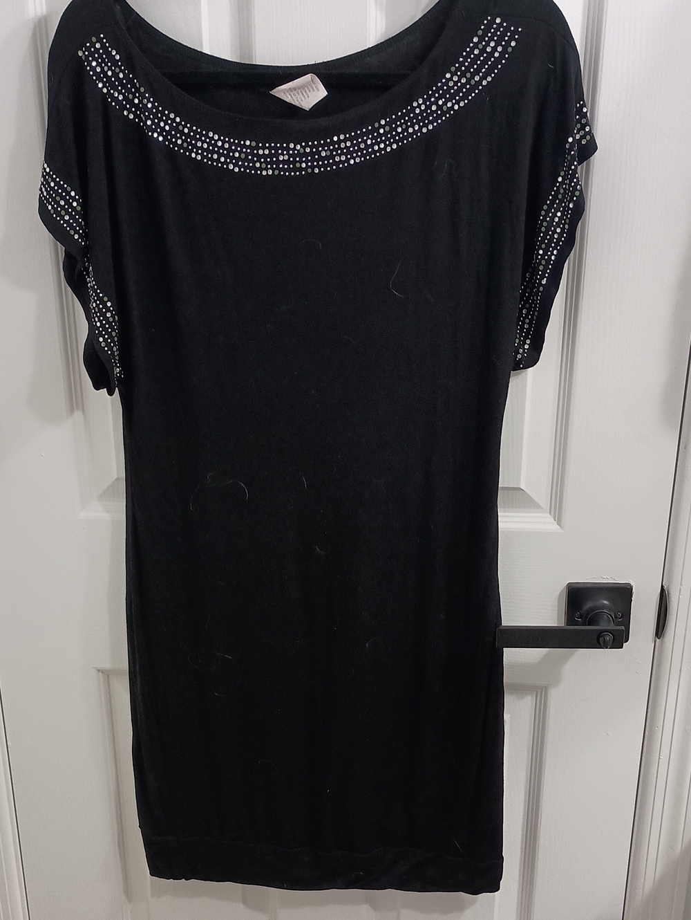 B Darlin Black Women's Short Sleeve Dress with Rhinestone Detail Sz 5/6